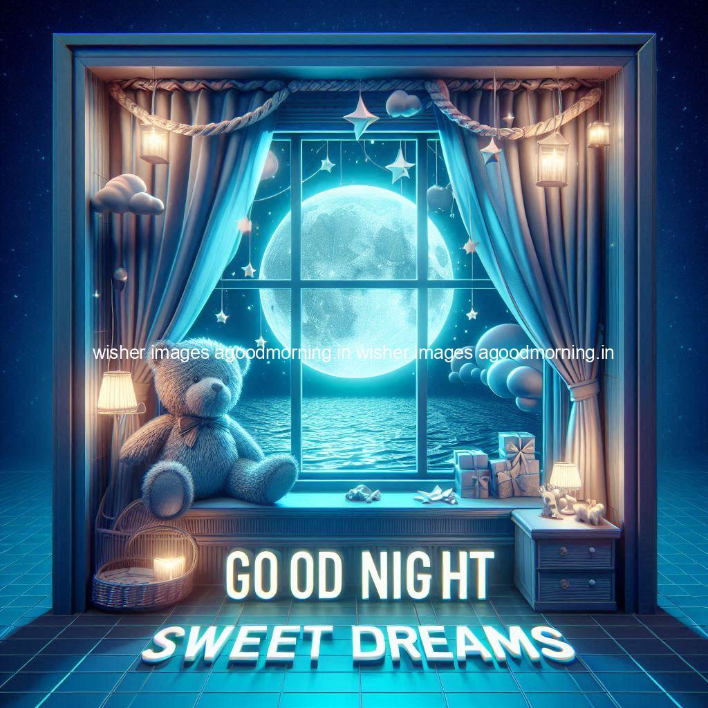 good-night-sweet-dreams-images-hd-with-taddy-bear-blue-colour-vibes-love-vibes-blue-background_5 140+ Good Night Sweet Dream Images HD Free Download