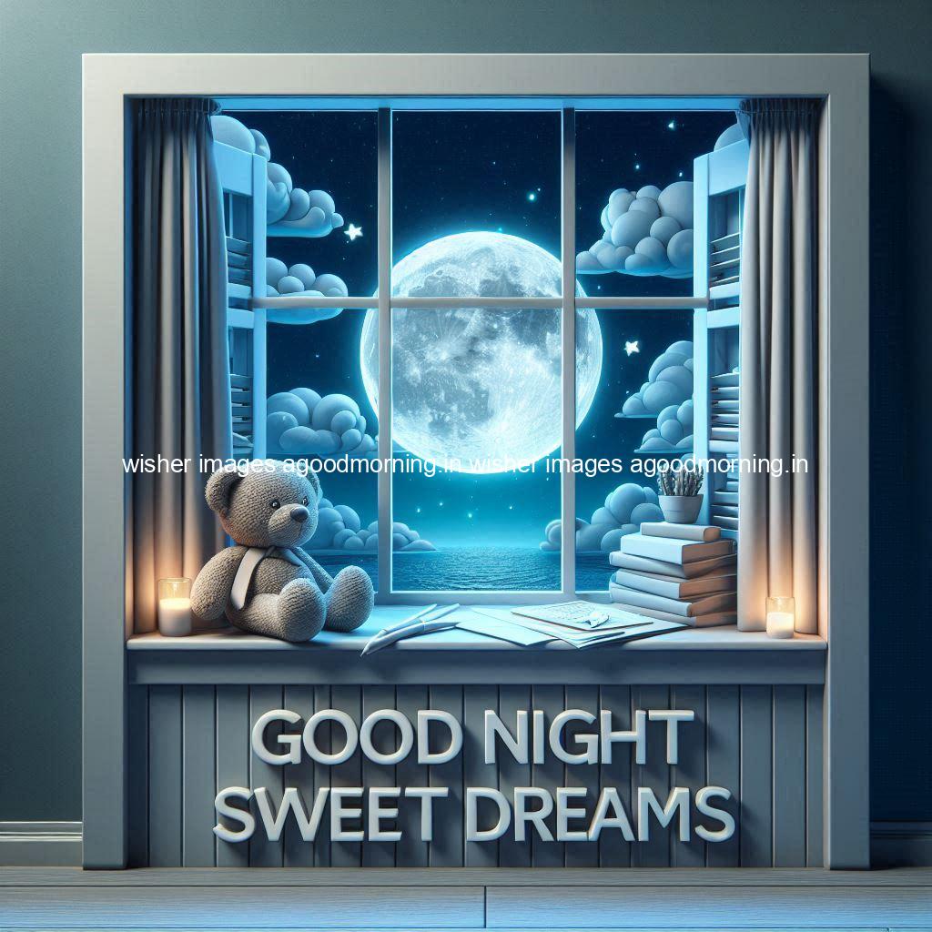 good-night-sweet-dreams-images-hd-with-taddy-bear-blue-colour-vibes-love-vibes-blue-background_52-1 140+ Good Night Sweet Dream Images HD Free Download