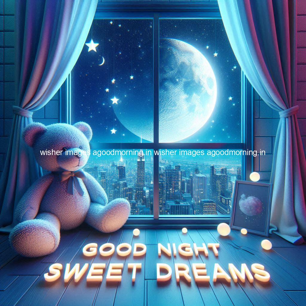 good-night-sweet-dreams-images-hd-with-taddy-bear-blue-colour-vibes-love-vibes-blue-background_54 140+ Good Night Sweet Dream Images HD Free Download