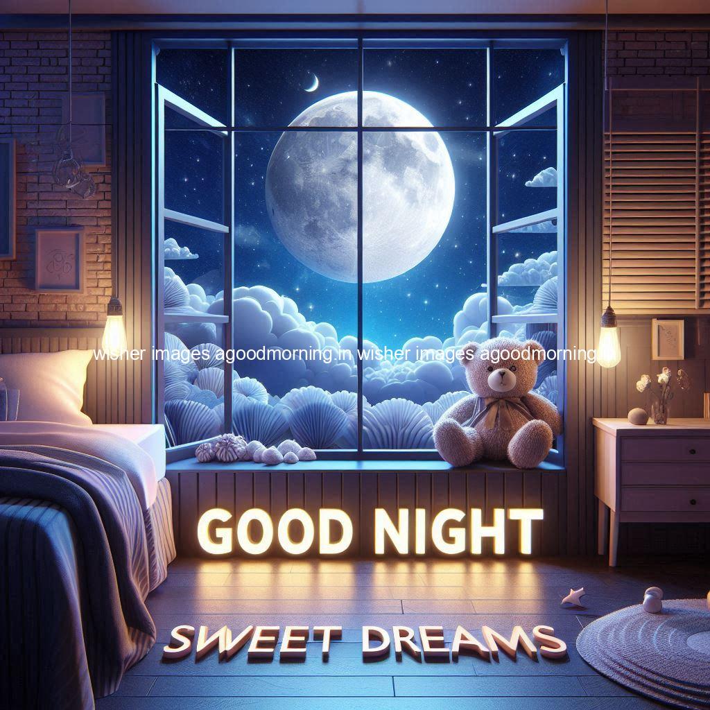 good-night-sweet-dreams-images-hd-with-taddy-bear-blue-colour-vibes-love-vibes-blue-background_64 140+ Good Night Sweet Dream Images HD Free Download