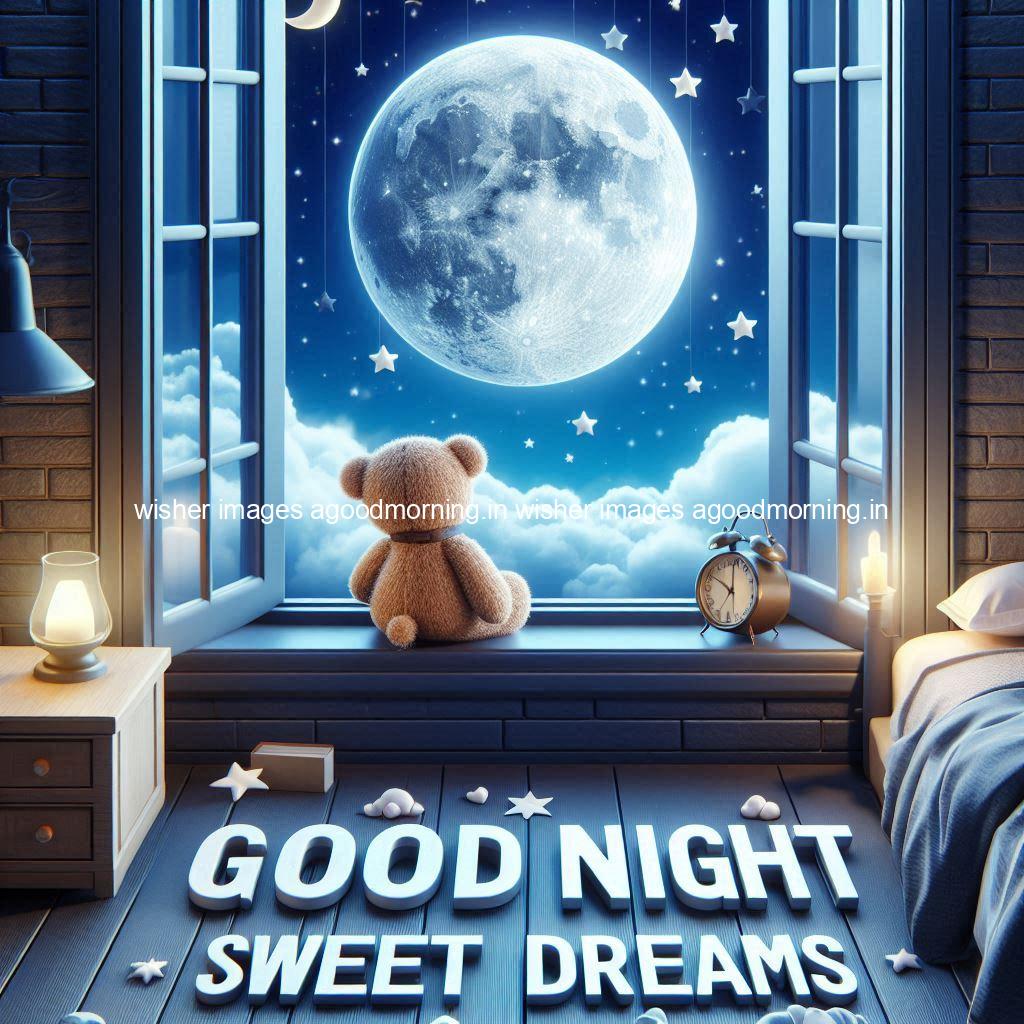 good-night-sweet-dreams-images-hd-with-taddy-bear-blue-colour-vibes-love-vibes-blue-background_68 140+ Good Night Sweet Dream Images HD Free Download