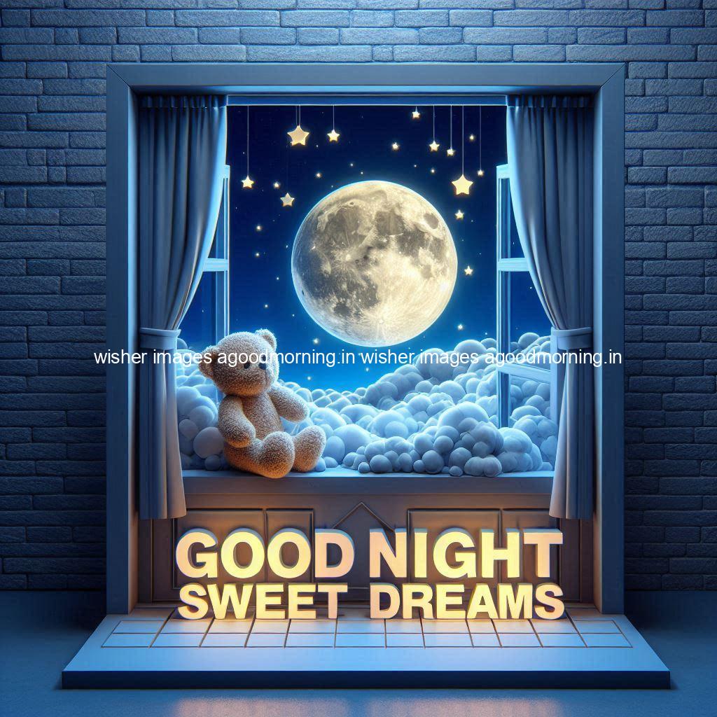 good-night-sweet-dreams-images-hd-with-taddy-bear-blue-colour-vibes-love-vibes-blue-background_85 140+ Good Night Sweet Dream Images HD Free Download