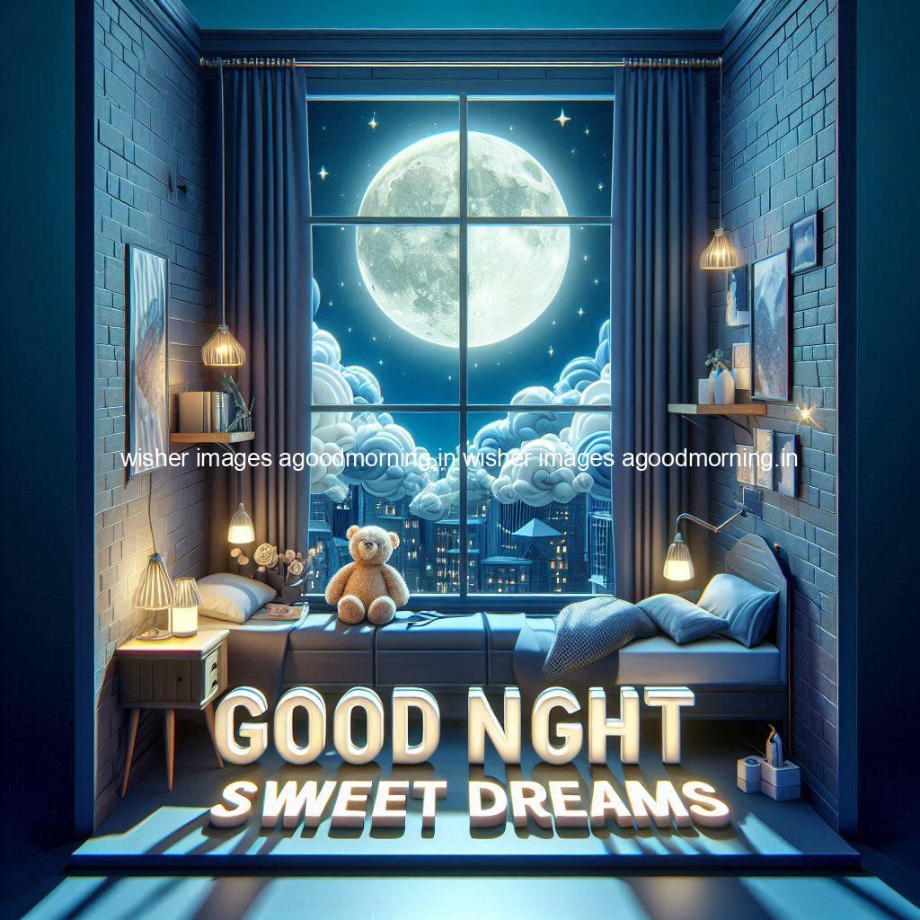 good-night-sweet-dreams-images-hd-with-taddy-bear-blue-colour-vibes-love-vibes-blue-background_87 140+ Good Night Sweet Dream Images HD Free Download