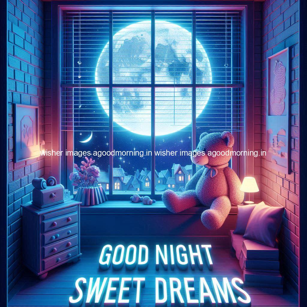 good-night-sweet-dreams-images-hd-with-taddy-bear-blue-colour-vibes-love-vibes-blue-background_93-1 140+ Good Night Sweet Dream Images HD Free Download