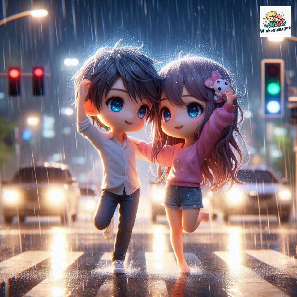 most romantic couple dance Couple dance in the rain on road with romantic dance beautiful background amazing lights ()