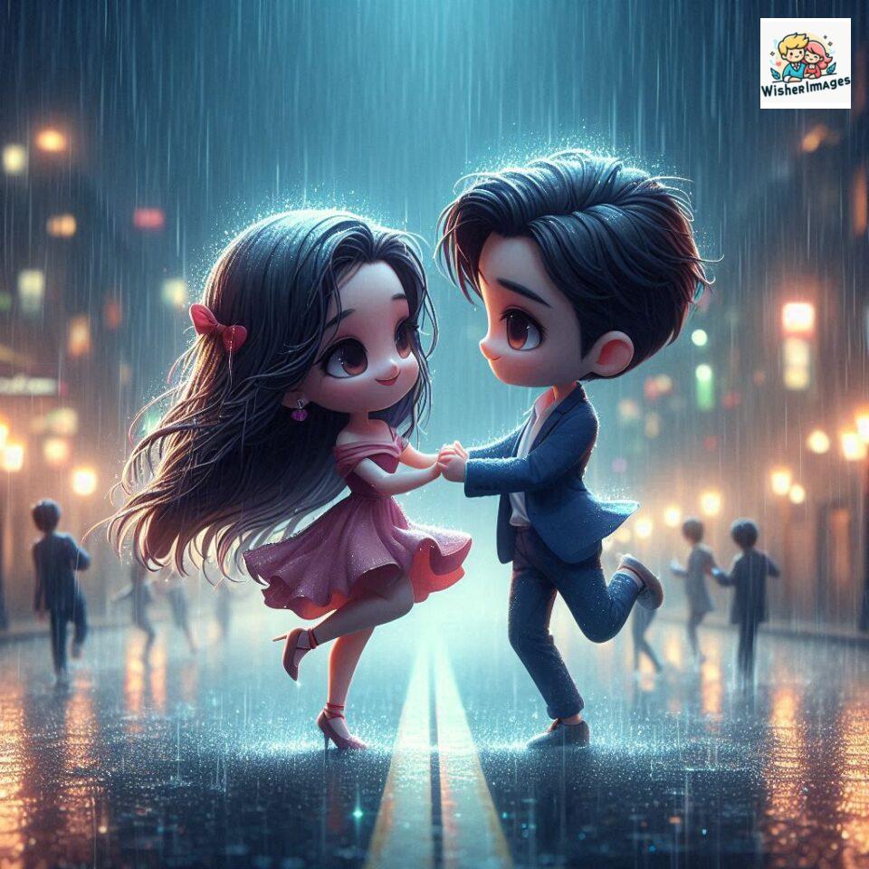 most romantic couple dance Couple dance in the rain on road with romantic dance beautiful background amazing lights ()