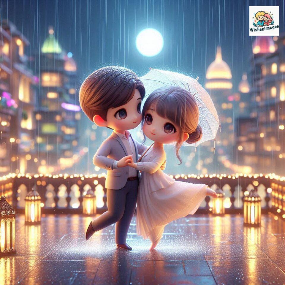 most romantic couple dance Couple dance in the rain on road with romantic dance beautiful background amazing lights ()