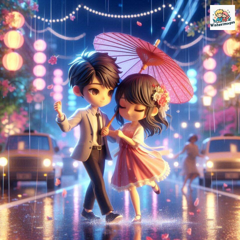 most romantic couple dance Couple dance in the rain on road with romantic dance beautiful background amazing lights ()