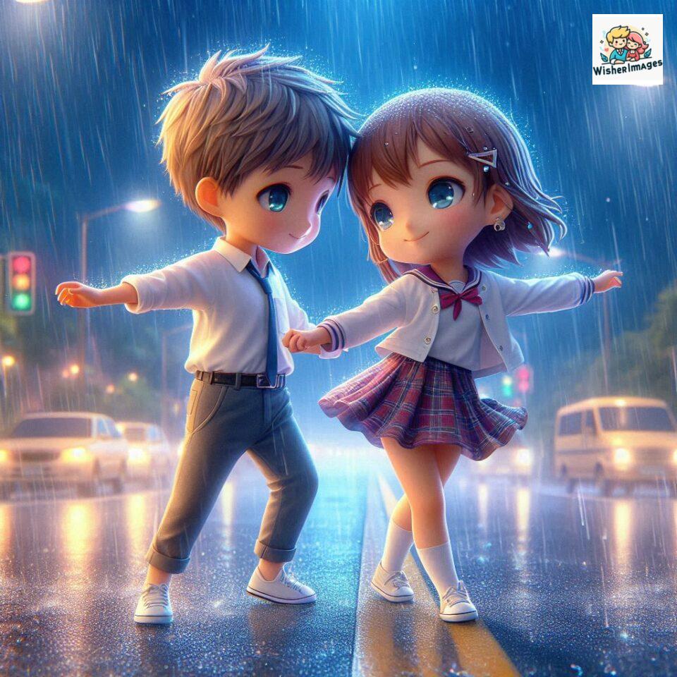 most romantic couple dance Couple dance in the rain on road with romantic dance beautiful background amazing lights ()