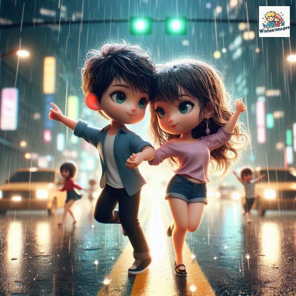 most romantic couple dance Couple dance in the rain on road with romantic dance beautiful background amazing lights ()