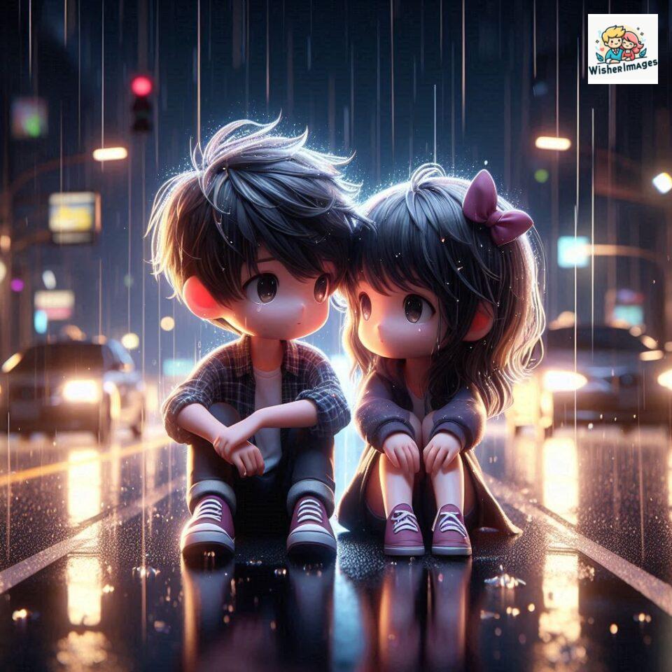 most romantic couple dance Couple dance in the rain on road with romantic dance beautiful background amazing lights ()