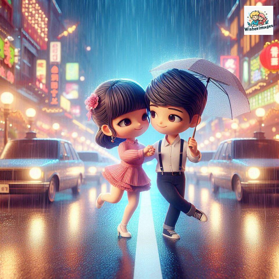 most romantic couple dance Couple dance in the rain on road with romantic dance beautiful background amazing lights ()