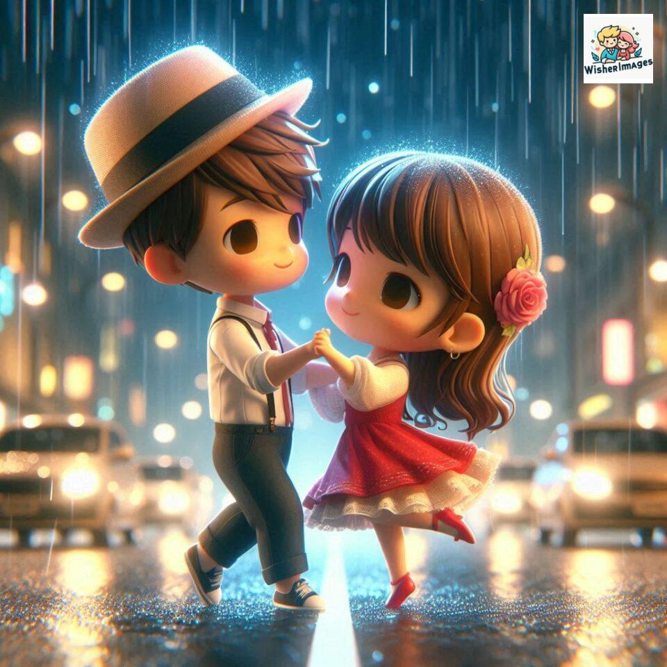 most romantic couple dance Couple dance in the rain on road with romantic dance beautiful background amazing lights ()