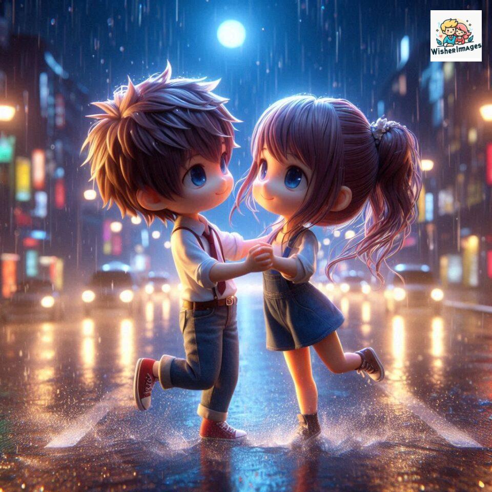 most romantic couple dance Couple dance in the rain on road with romantic dance beautiful background amazing lights ()