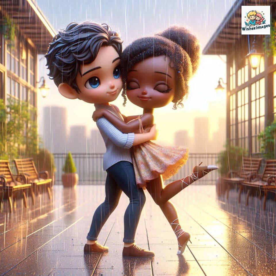 most romantic couple dance Couple dance in the rain on road with romantic dance beautiful background amazing lights ()