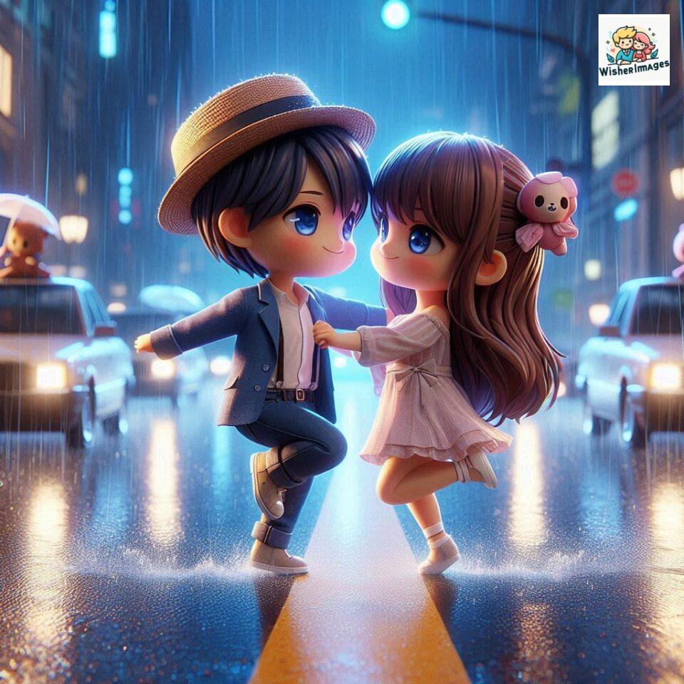 most romantic couple dance Couple dance in the rain on road with romantic dance beautiful background amazing lights ()