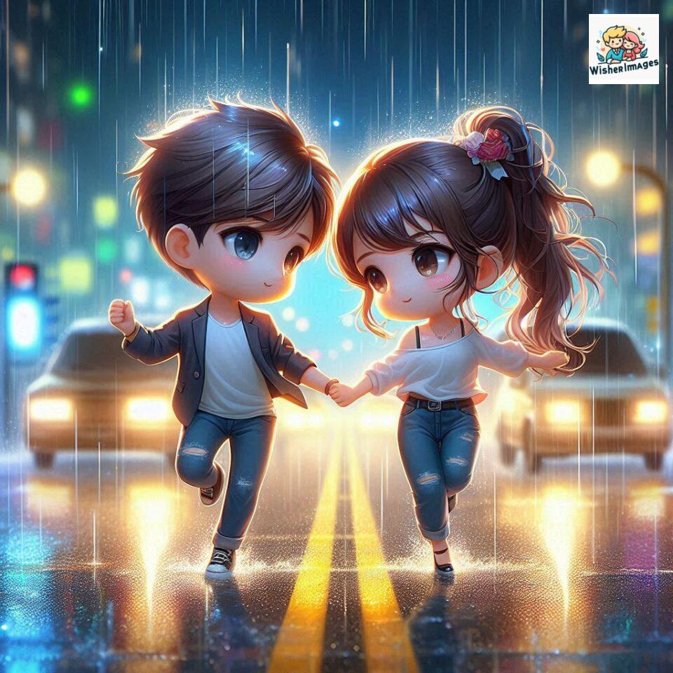 most romantic couple dance Couple dance in the rain on road with romantic dance beautiful background amazing lights ()