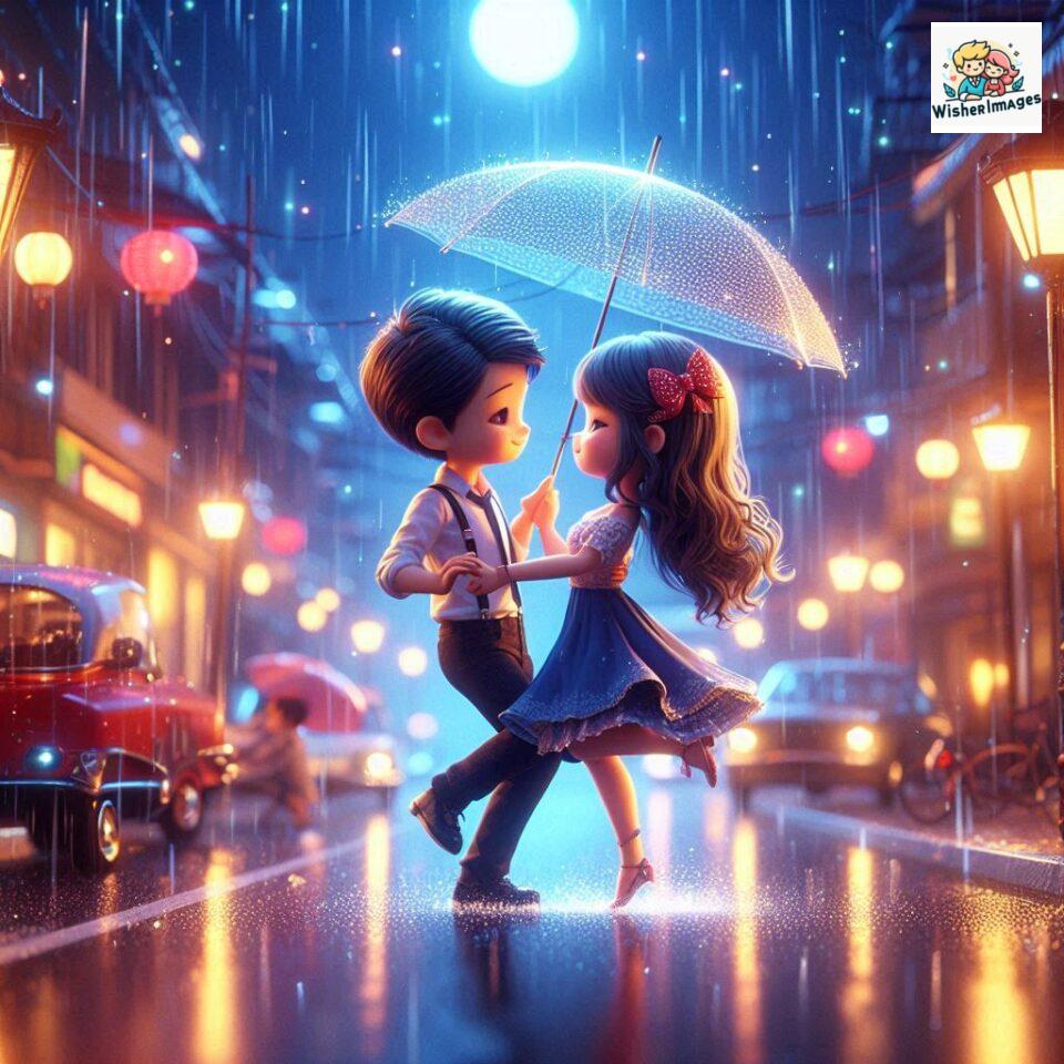 most romantic couple dance Couple dance in the rain on road with romantic dance beautiful background amazing lights ()