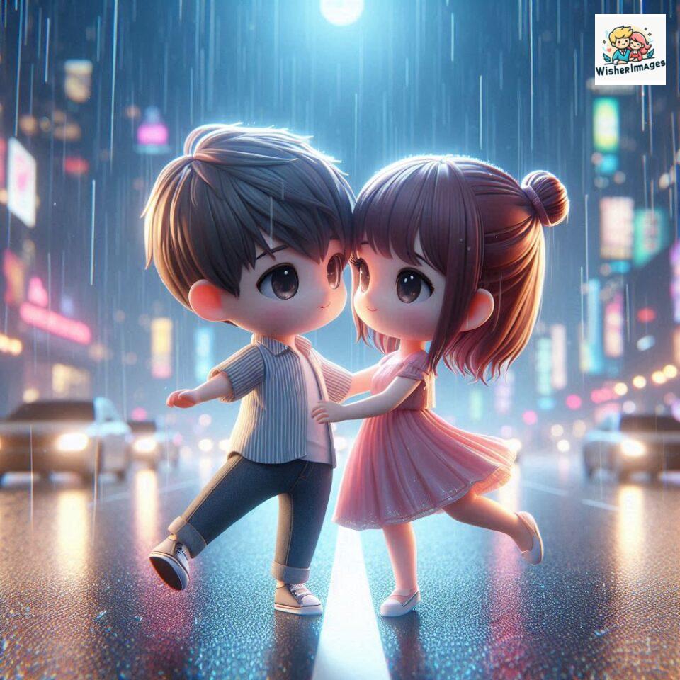 most romantic couple dance Couple dance in the rain on road with romantic dance beautiful background amazing lights ()