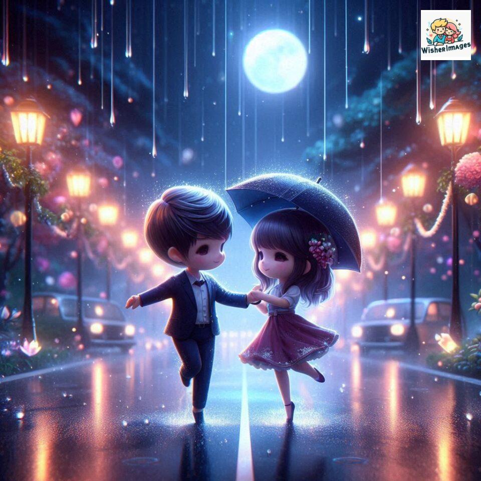 most romantic couple dance Couple dance in the rain on road with romantic dance beautiful background amazing lights ()