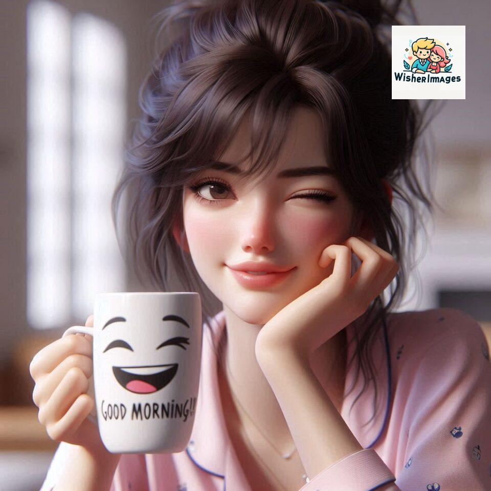120 Beautiful Girl Morning Greetings Free Download 2 beautiful girl morning greetings nature wish coffee cup cute happy smile sunrise bright day warm vibes love cheerful message start day photo pic flowers