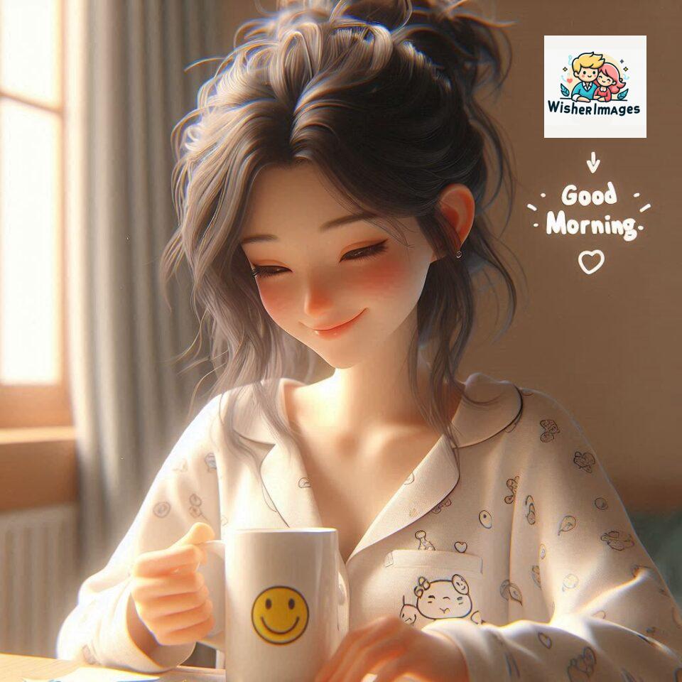120 Beautiful Girl Morning Greetings Free Download 14 beautiful girl morning greetings nature wish coffee cup cute happy smile sunrise bright day warm vibes love cheerful message start day photo pic flowers ()