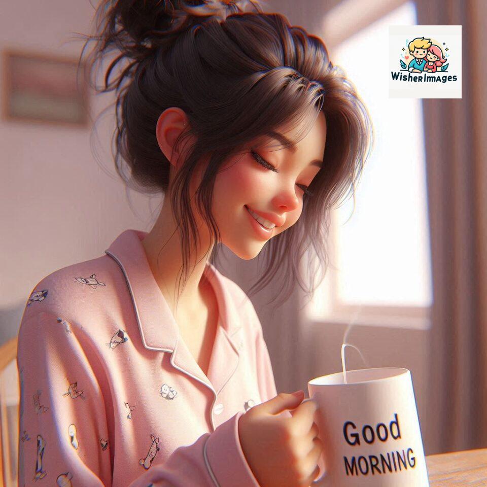 120 Beautiful Girl Morning Greetings Free Download 100 beautiful girl morning greetings nature wish coffee cup cute happy smile sunrise bright day warm vibes love cheerful message start day photo pic flowers ()