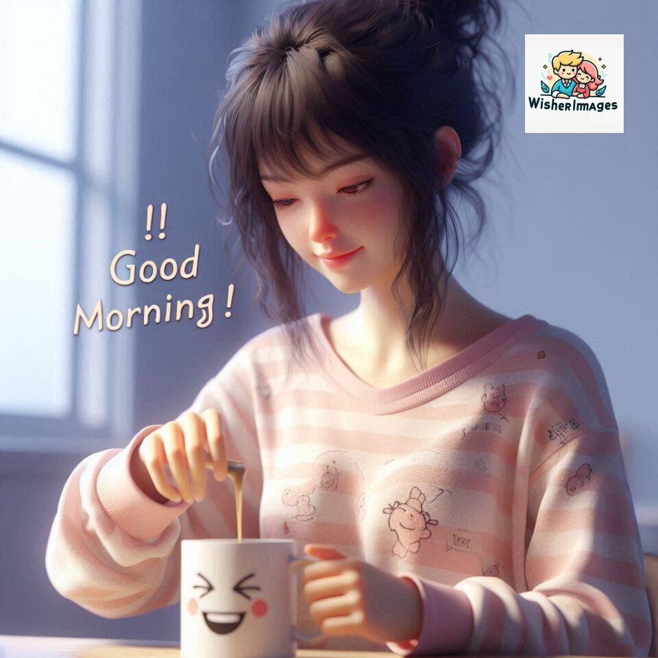 120 Beautiful Girl Morning Greetings Free Download 112 beautiful girl morning greetings nature wish coffee cup cute happy smile sunrise bright day warm vibes love cheerful message start day photo pic flowers ()
