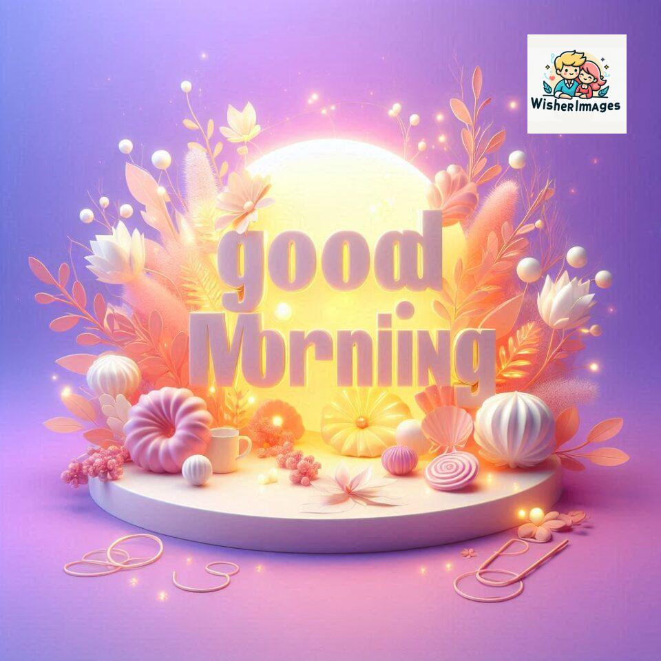 Bright and Cheerful D Good Morning Design with Hearts and flowers with colour full light setup with good morning Flowers