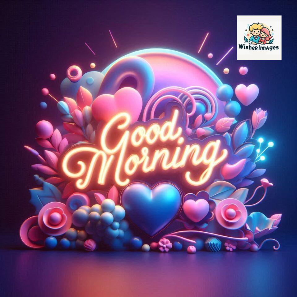 Bright and Cheerful D Good Morning Design with Hearts and flowers with colour full light setup with good morning Flowers ()