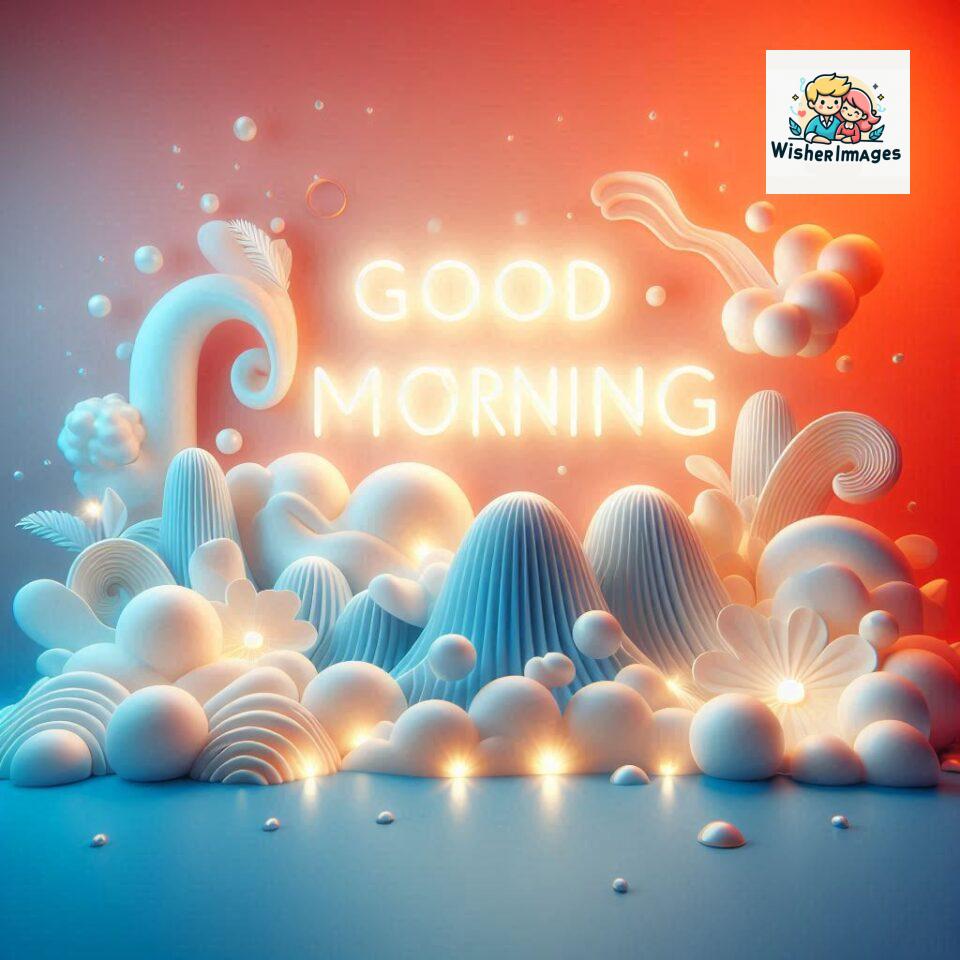 Bright and Cheerful D Good Morning Design with Hearts and flowers with colour full light setup with good morning Flowers ()