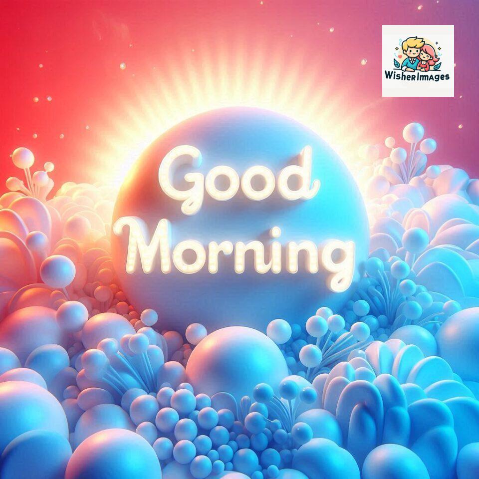 Bright and Cheerful D Good Morning Design with Hearts and flowers with colour full light setup with good morning Flowers ()