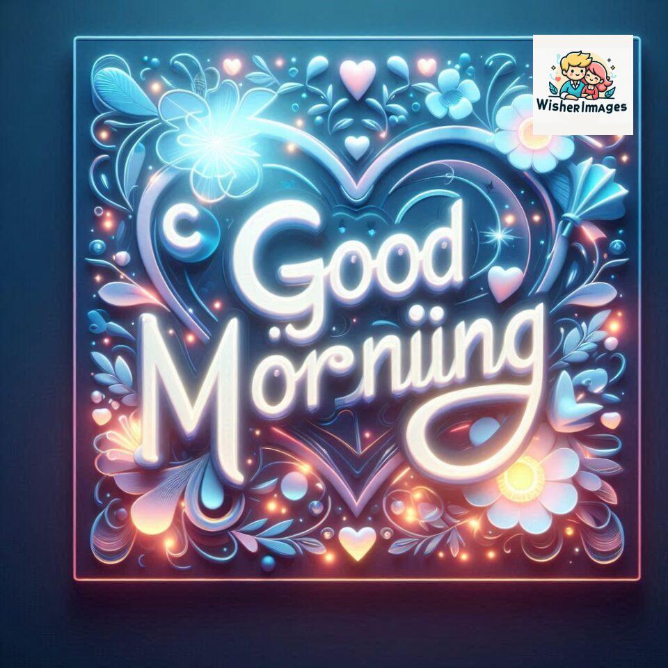 Bright and Cheerful D Good Morning Design with Hearts and flowers with colour full light setup with good morning Flowers ()