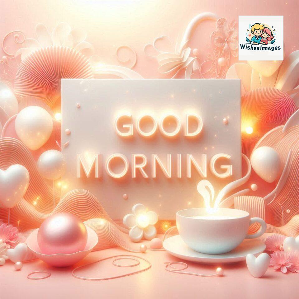 Bright and Cheerful D Good Morning Design with Hearts and flowers with colour full light setup with good morning Flowers ()