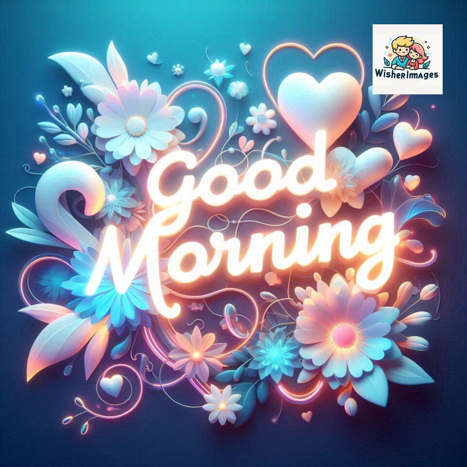 Bright and Cheerful D Good Morning Design with Hearts and flowers with colour full light setup with good morning Flowers ()