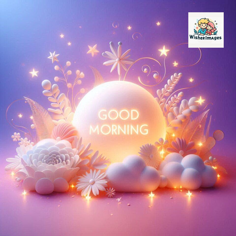 Bright and Cheerful D Good Morning Design with Hearts and flowers with colour full light setup with good morning Flowers ()