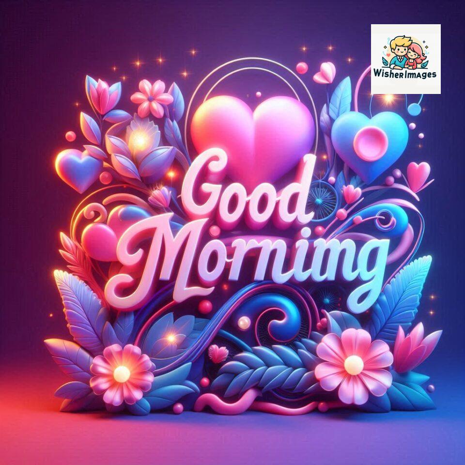 Bright and Cheerful D Good Morning Design with Hearts and flowers with colour full light setup with good morning Flowers ()