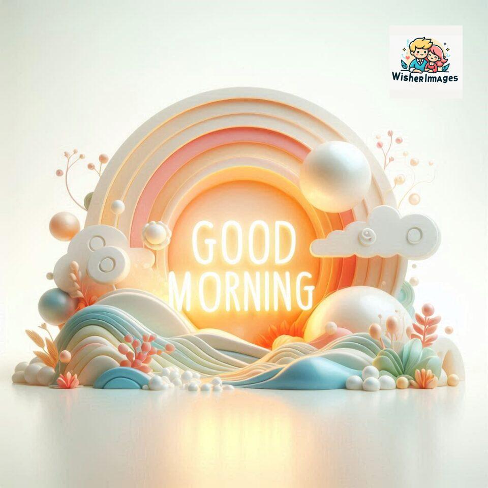 Bright and Cheerful D Good Morning Design with Hearts and flowers with colour full light setup with good morning Flowers ()