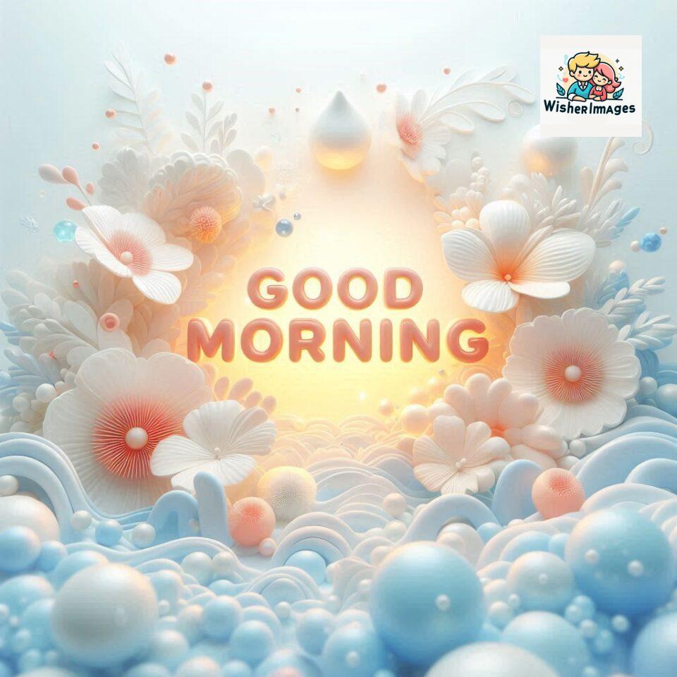 Bright and Cheerful D Good Morning Design with Hearts and flowers with colour full light setup with good morning Flowers ()