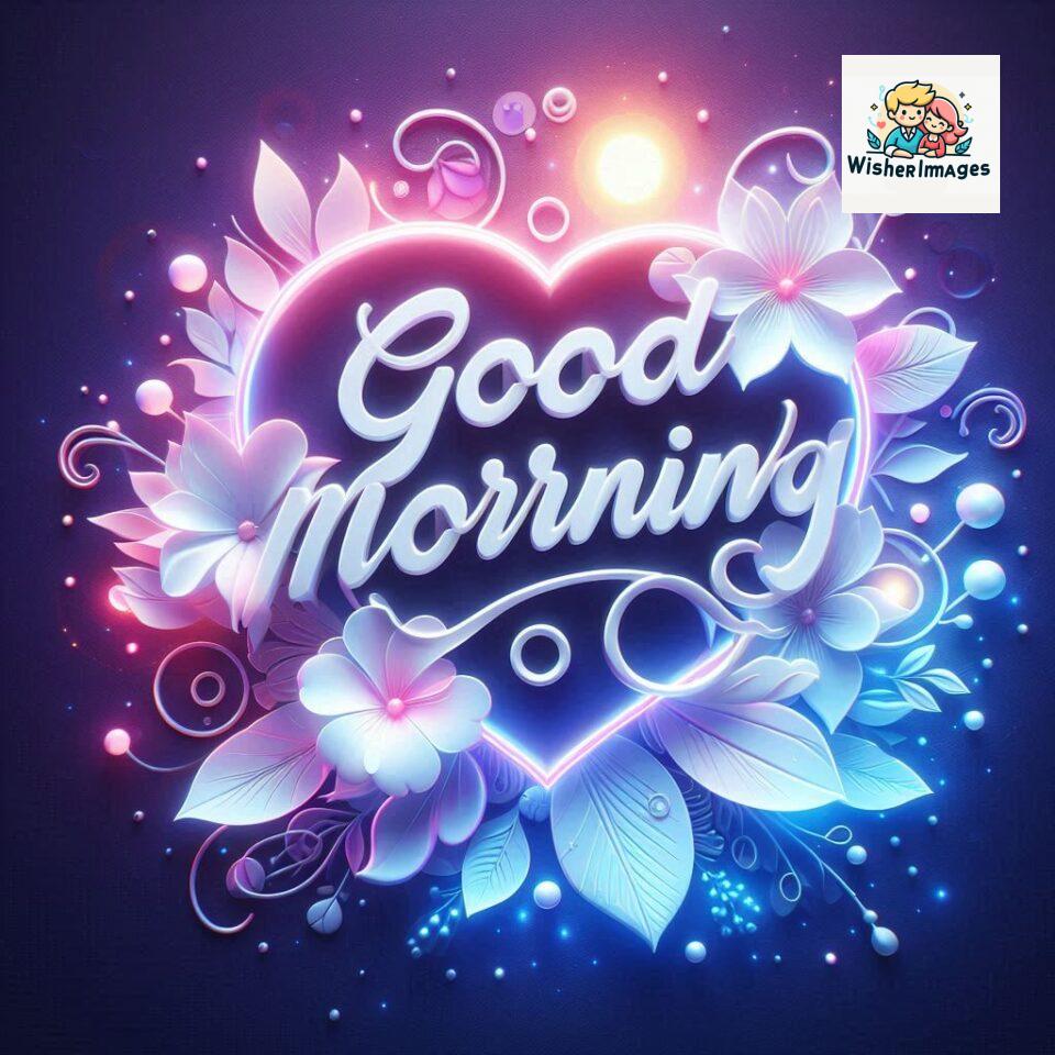 Bright and Cheerful D Good Morning Design with Hearts and flowers with colour full light setup with good morning Flowers ()