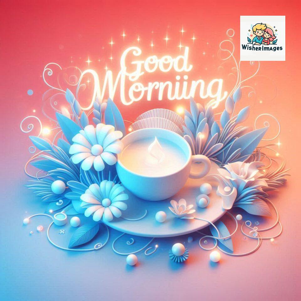 Bright and Cheerful D Good Morning Design with Hearts and flowers with colour full light setup with good morning Flowers ()