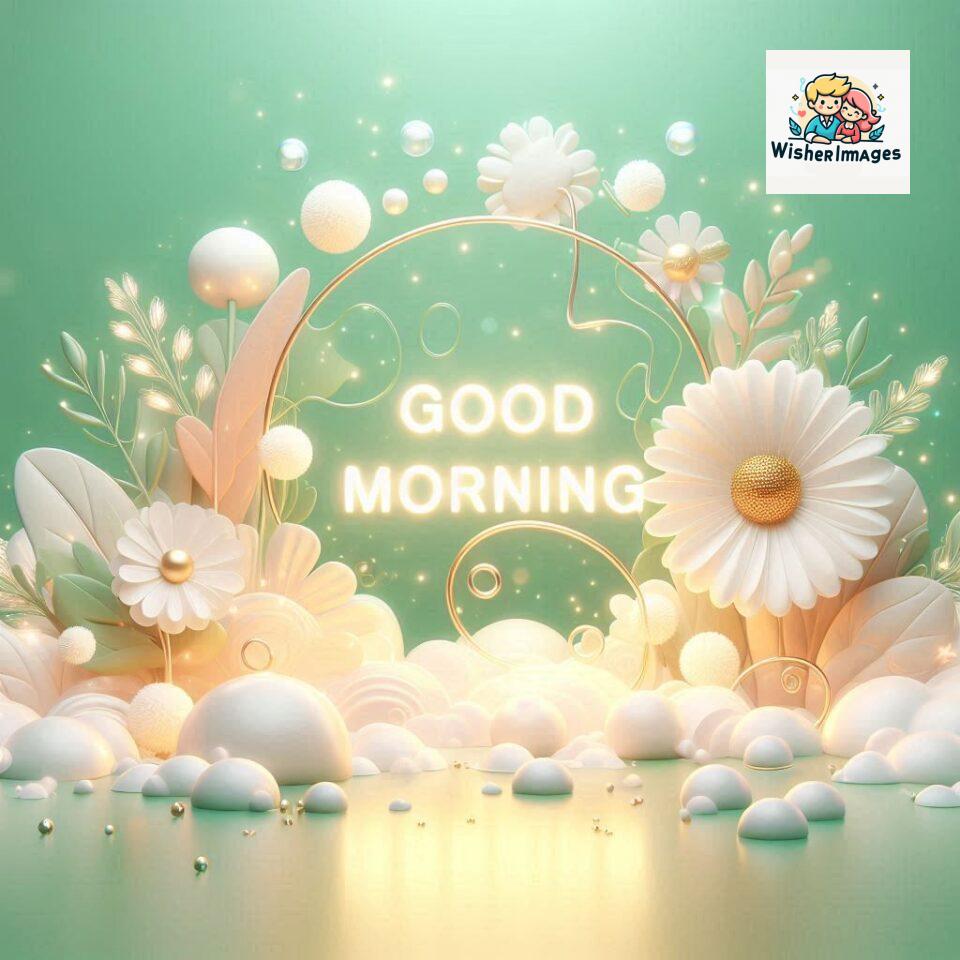 Bright and Cheerful D Good Morning Design with Hearts and flowers with colour full light setup with good morning Flowers ()