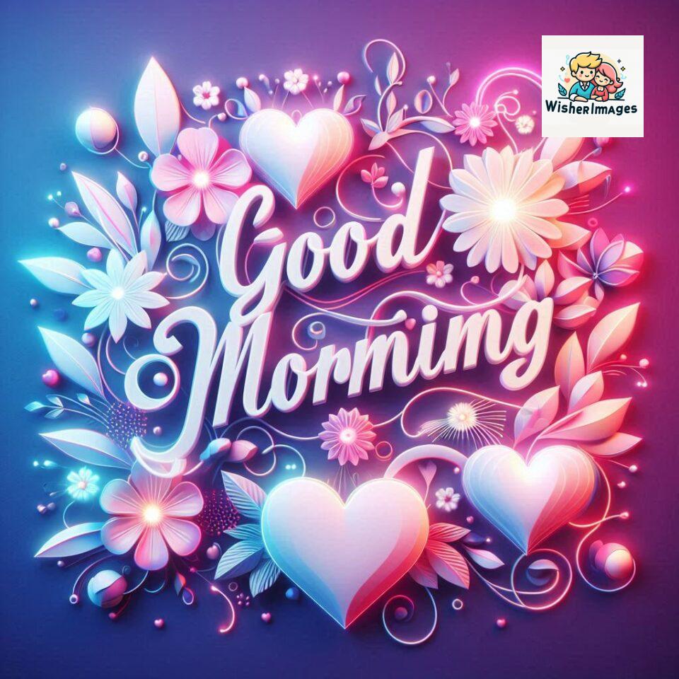 Bright and Cheerful D Good Morning Design with Hearts and flowers with colour full light setup with good morning Flowers ()