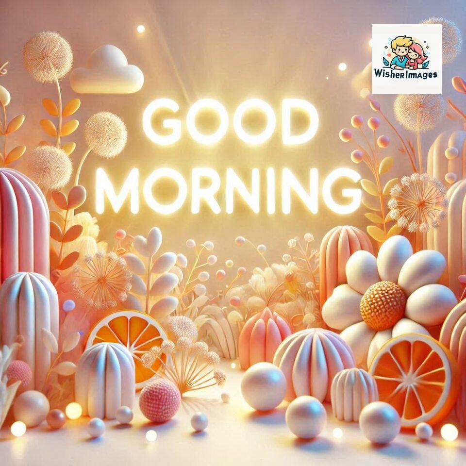 Bright and Cheerful D Good Morning Design with Hearts and flowers with colour full light setup with good morning Flowers ()