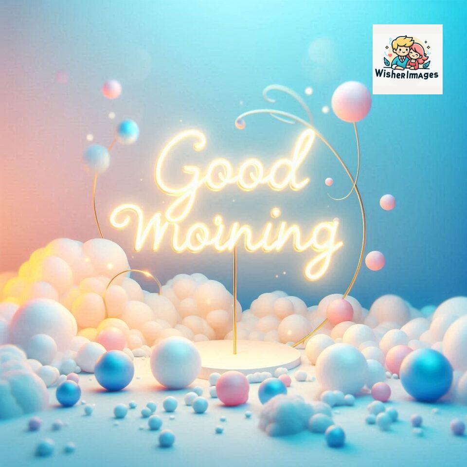 Bright and Cheerful D Good Morning Design with Hearts and flowers with colour full light setup with good morning Flowers ()