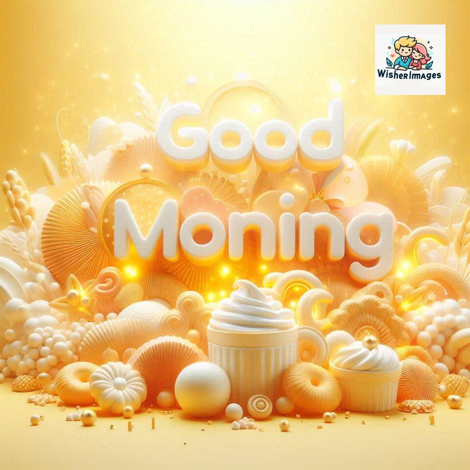 Bright and Cheerful D Good Morning Design with Hearts and flowers with colour full light setup with good morning Flowers ()