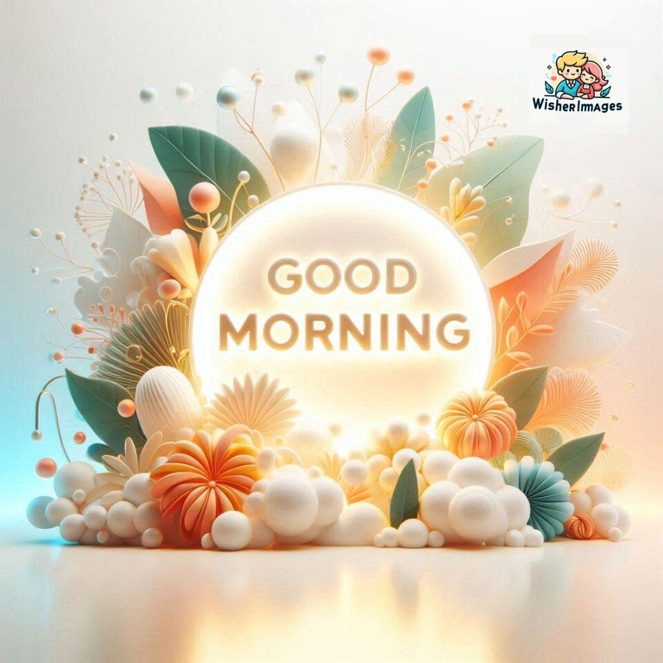 Bright and Cheerful D Good Morning Design with Hearts and flowers with colour full light setup with good morning Flowers ()