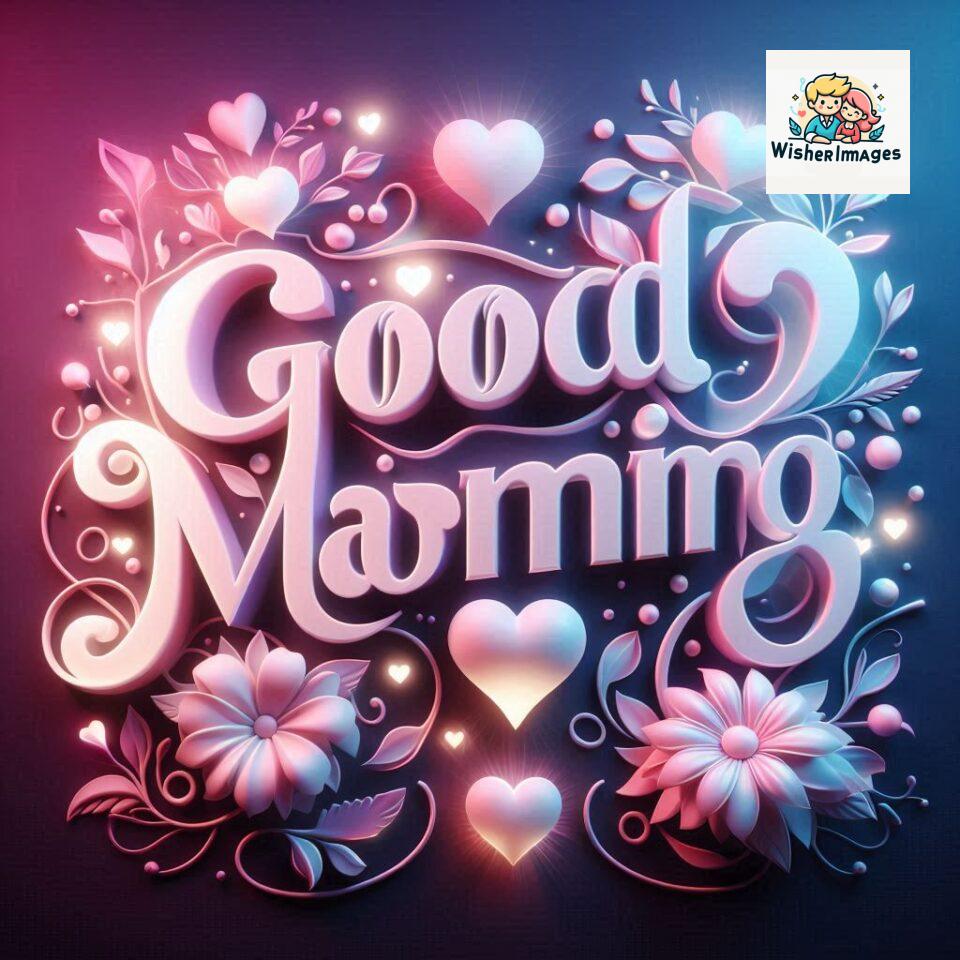 Bright and Cheerful D Good Morning Design with Hearts and flowers with colour full light setup with good morning Flowers ()