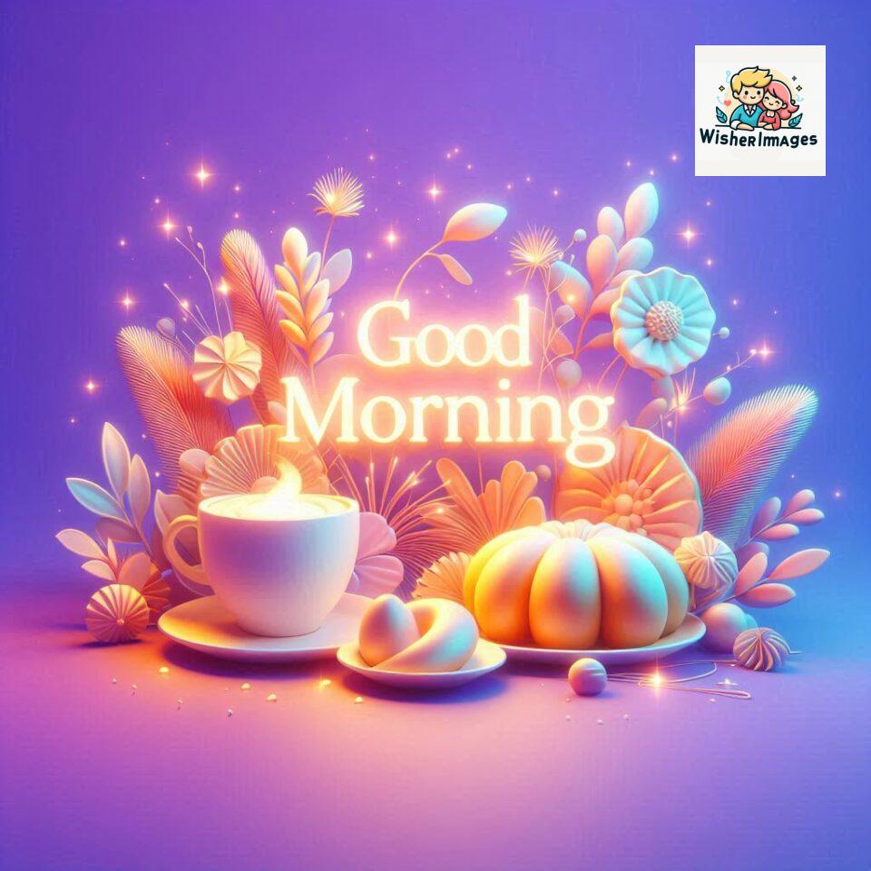 Bright and Cheerful D Good Morning Design with Hearts and flowers with colour full light setup with good morning Flowers ()