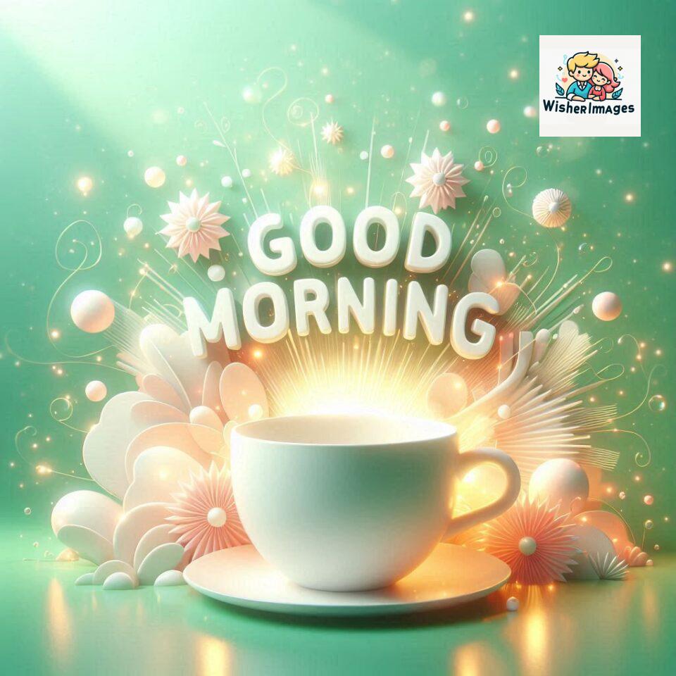 Bright and Cheerful D Good Morning Design with Hearts and flowers with colour full light setup with good morning Flowers ()